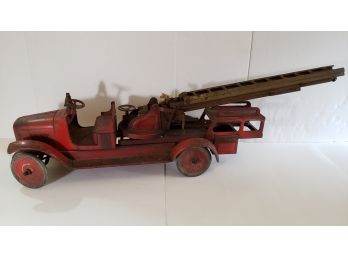 Large Antique Pressed Steel Buddy L Aerial Fire Truck