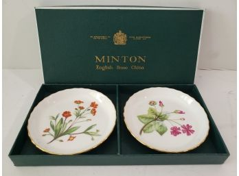 Minton English Bone China Flower Plates  In Box
