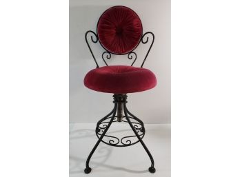 Vintage Iron And Velvet Child's Vanity Chair