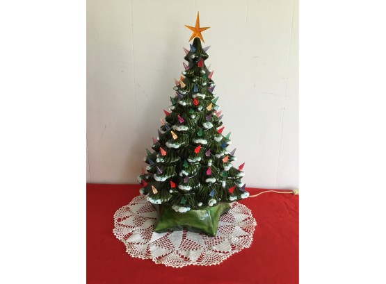 Large Vintage Ceramic Lighted Christmas Tree With Music