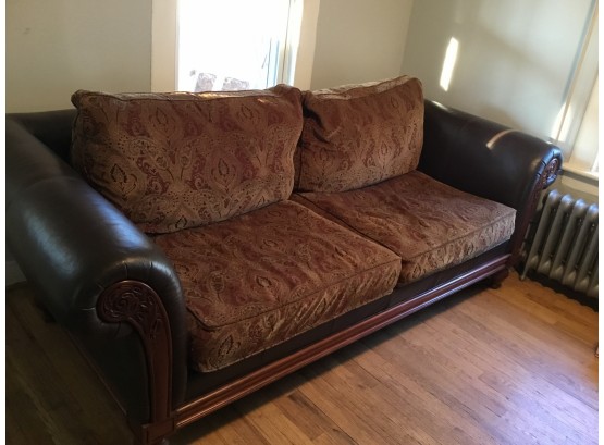 ETHAN ALLEN Leather And Stuffed With Goose Down Sofa