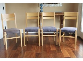 Set Of Four Wood Side Chairs With Removable Seat Covers