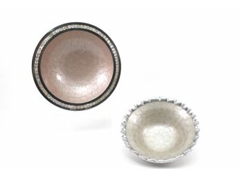 Julia Knight Enamel Infused Crushed Mother Of Pearl Bowl (RETAIL $189) + Simply DesignZ Fluted Enamel Bowl