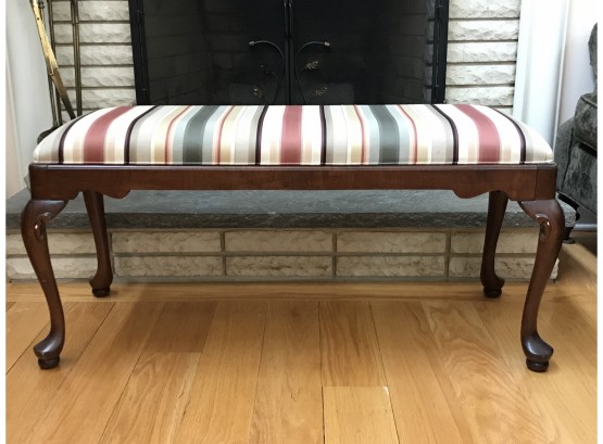 Ethan Allen Upholstered Chippendale Style Bench