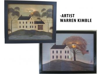 Pair Of Warren Kimble School House Framed Art