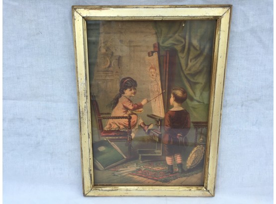 Old Frame, Old Print 'the Young Artist' 1880