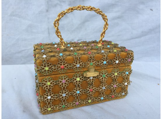 Fancy Golden Purse Makeup Box With Mirror
