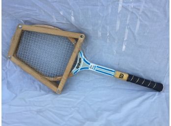 Vintage Wood Tennis Racquet With Frame: Model Chris Evert