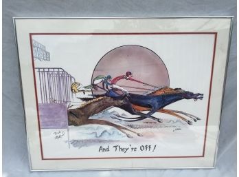 Original Art, Saratoga Raceway Horse Race, Signed