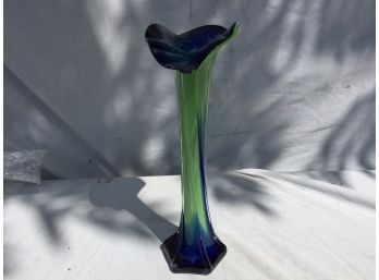 Green And Blue Tulip Style Glass Vase