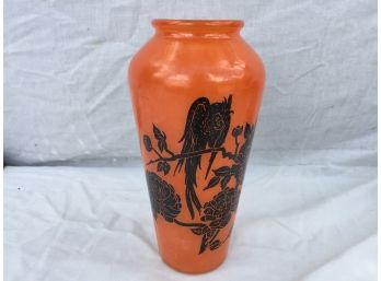 Orange And Black Glass Vase
