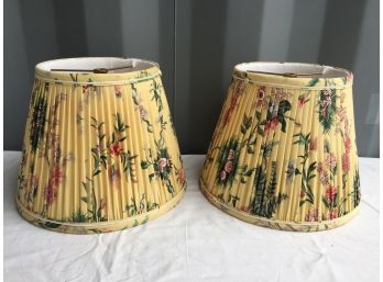Pair Yellow Floral Lamp Shades