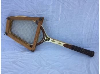 Vintage Wood Tennis Racquet With Frame: Model Mid Town Tennis Club
