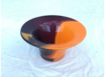 Hand Blown Orange And Purple Vase / Bowl
