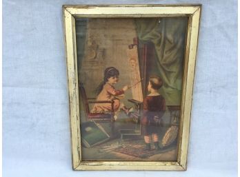 Old Frame, Old Print 'the Young Artist' 1880