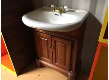 Sink On Wood Base Cabinet