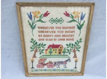 Needle Point 'Glad To Come Home' Signed FG