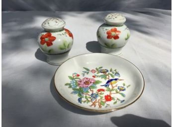 Small Floral Dish With Salt And Pepper Aynsley