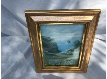 Small Golden Frame Picture, Sailboat From Norway