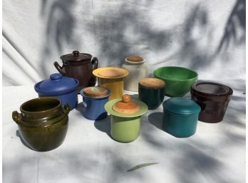 Collection Of (11) European Ceramic Crocks, Many W Lids Or Cork