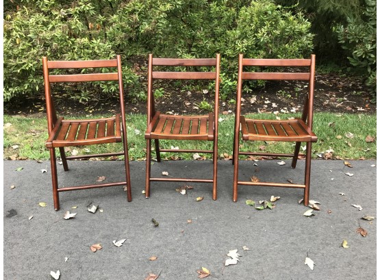 Three Wooden Folding Chairs