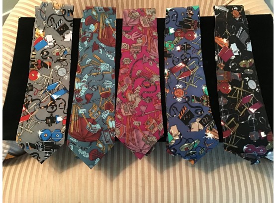 Lot Of Five Colorful Ties  - Film And Gambling/Casino Themed - #5