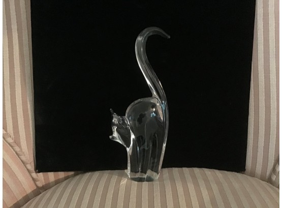 Glass Cat Figure With Super Elongated Tail