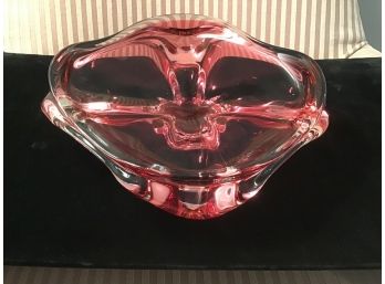 Heavy Pink Glass Octagonal Dish/Bowl