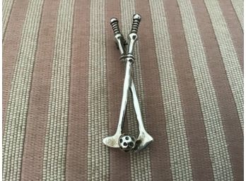 Sterling Silver Golf Clubs Pin