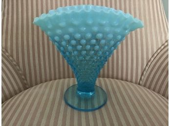 Blue Fenton Fan Shaped Vase