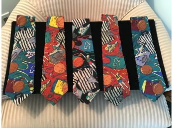 Lot Of Five Colorful Basketball Ties - #1