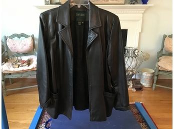 Danier Black Leather Jacket - Size 14-16