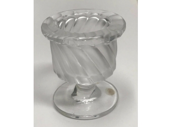Vintage Lalique Crystal Swirl Pedestal Urn Signed Clear Frosted Art Deco
