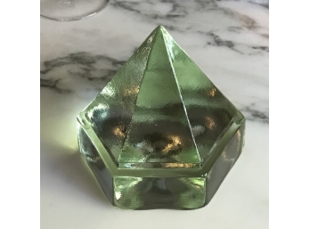 Large Hexagonal Pyramid Glass Paperweight