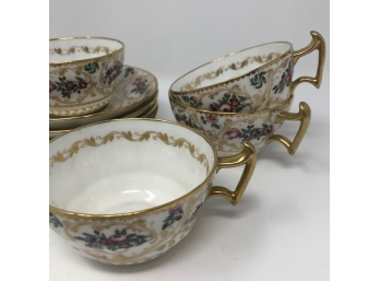 Exquisite Set/4 Antique Royal Doulton For TIFFANY & CO., Tea Cups & Saucers