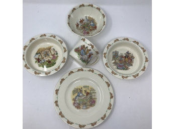 Lot/5 Vintage Royal Doulton Bunnykins Children's Plates, Bowls, Porringer & Mug