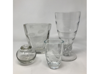 Lot/4 Heavy, Well Made Mid Century Crystal Vases
