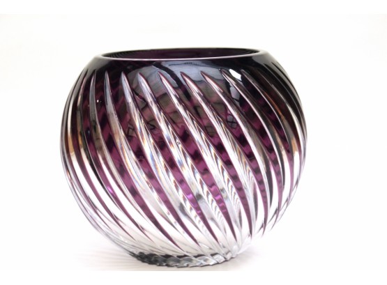 Purple Ribbed Bowl Vase