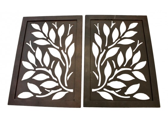 Pair Of Decorative Cutout Metal Wall Design Plaques (VERY HEAVY)