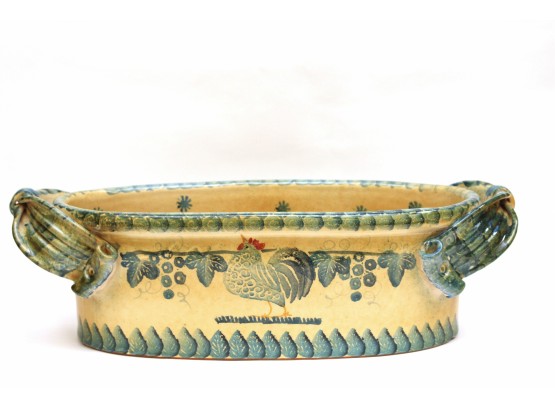 Italica ARS Hand Painted Rooster Oval Serving Bowl