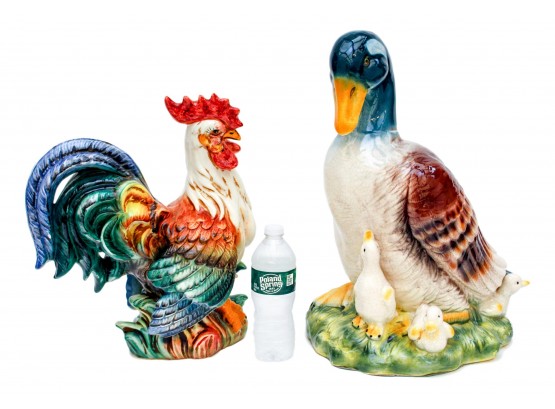 Large Ceramic Chicken + Duck Figurines
