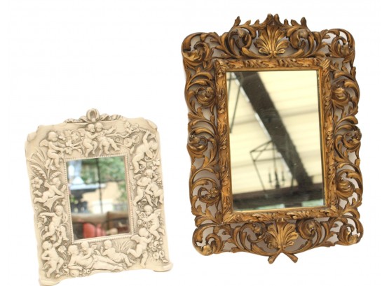 Antique Gold Gilt Wall Mirror + Cherub Mirror