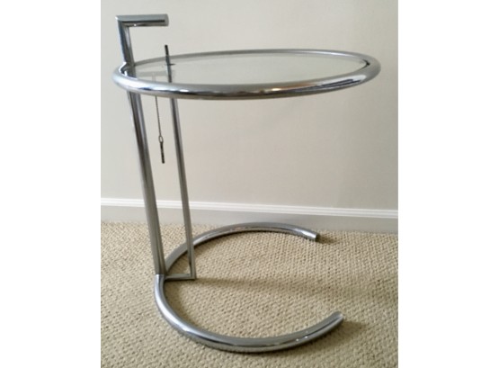 Iconic Eileen Grey Adjustable Chrome & Glass Side Table