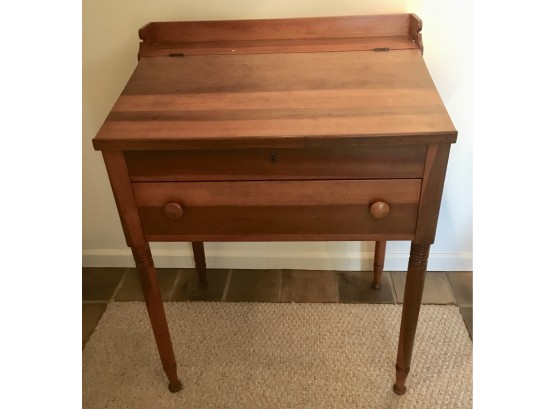Antique Cherry Tall Slant Top Desk With 2 Interior Drawers
