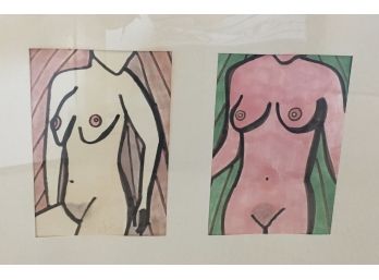 Two Pen & Guilloche Nudes By Octavio Flores
