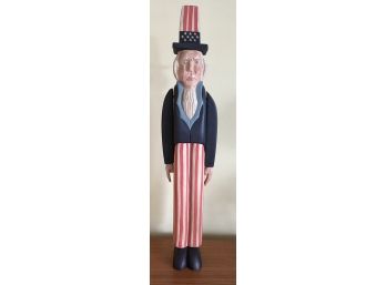 24' Hand Crafted Artist Signed ,  Carved Uncle Sam W/ Moving Arms