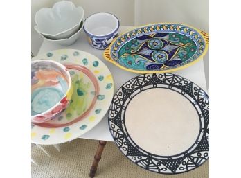 Lot Of Ceramic Serving Pieces, Platters, Bowls