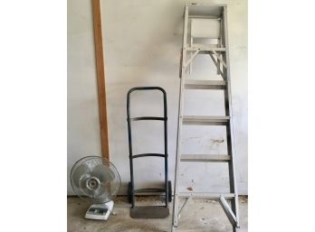 Garage Lot - 6 Ft Ladder, Heavy Hand Truck & Fan
