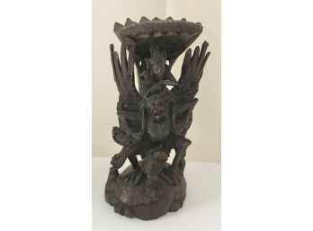 Vintage Carved Indonesian Goddess On Dragon Wood Carving