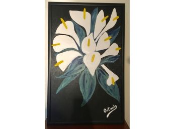 Large Acrylic On Board. 'Calla Lillies' By Octavio Flores 54' X 33'